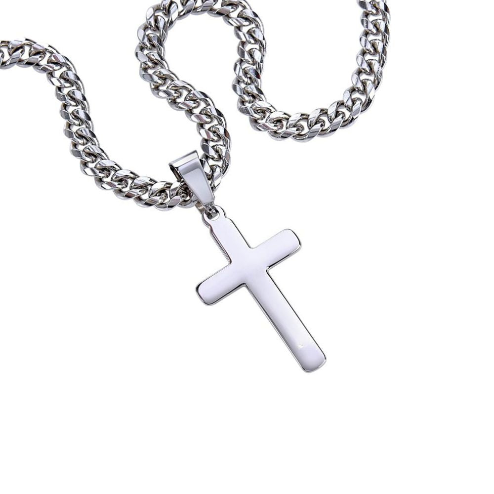 Cuban Link Chain with Artisan Cross – “Lead. Love. Conquer.” Edition