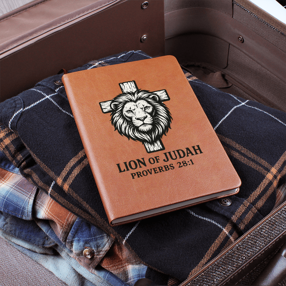Lion of Judah Prayer Journal | Proverbs 28:1 | Leather Notebook for Men of Faith