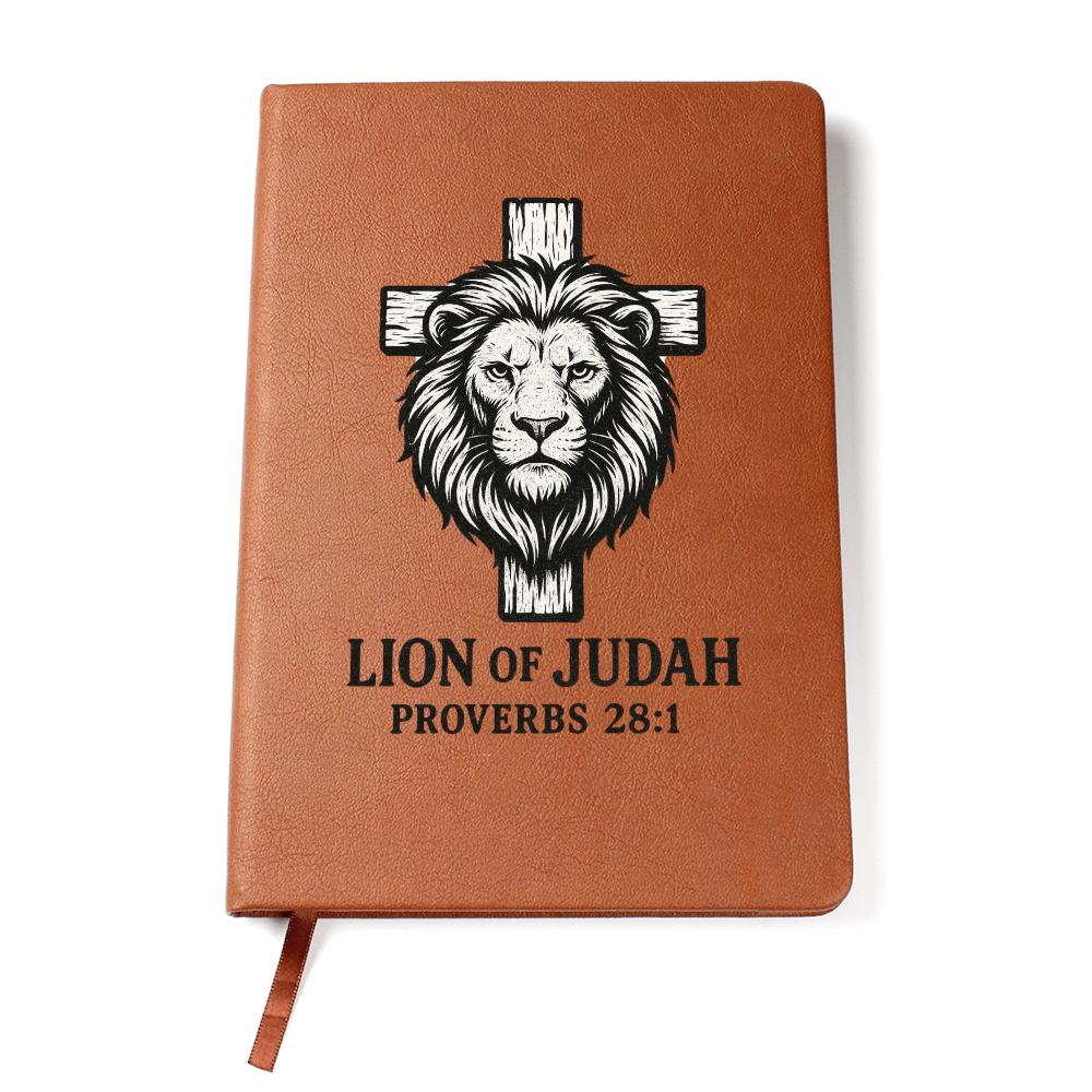 Lion of Judah Prayer Journal | Proverbs 28:1 | Leather Notebook for Men of Faith