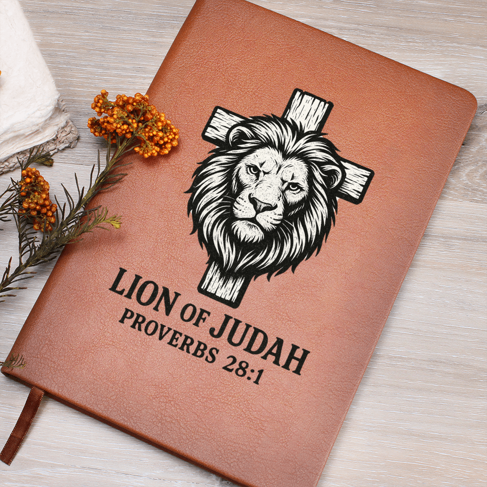 Lion of Judah Prayer Journal | Proverbs 28:1 | Leather Notebook for Men of Faith