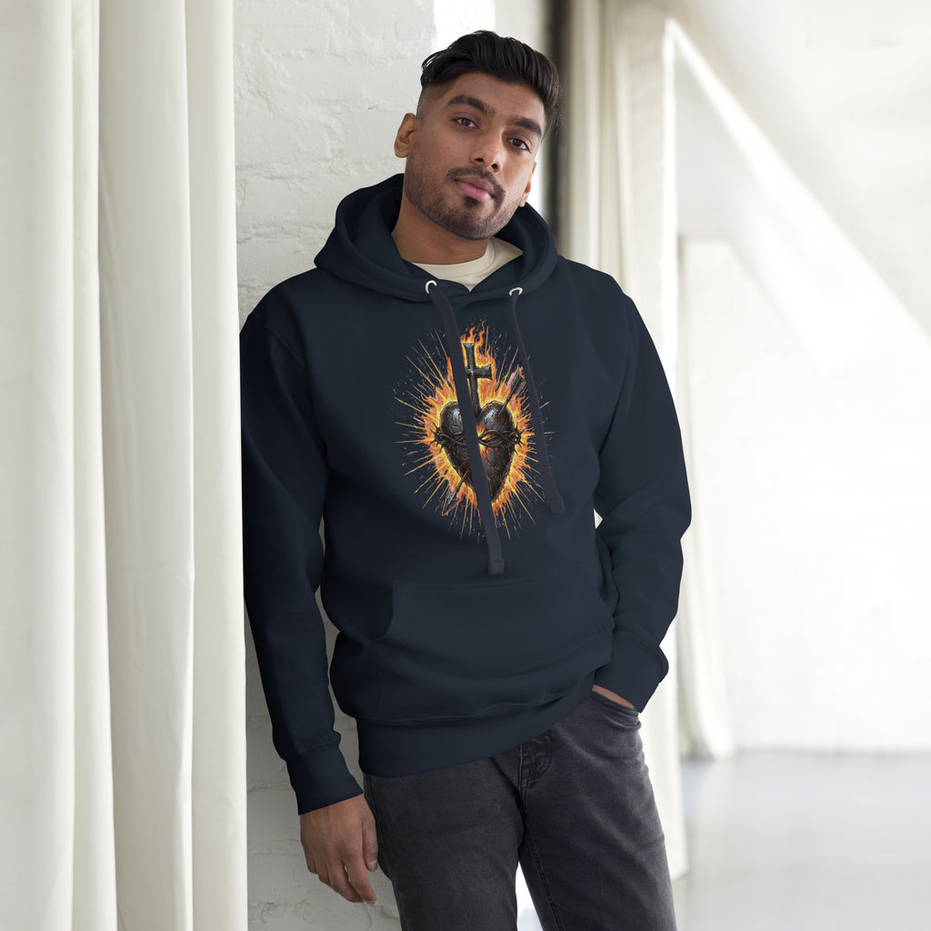 “Sacred Heart of Jesus Hoodie – Men’s Premium Cotton Heritage Hoodie”