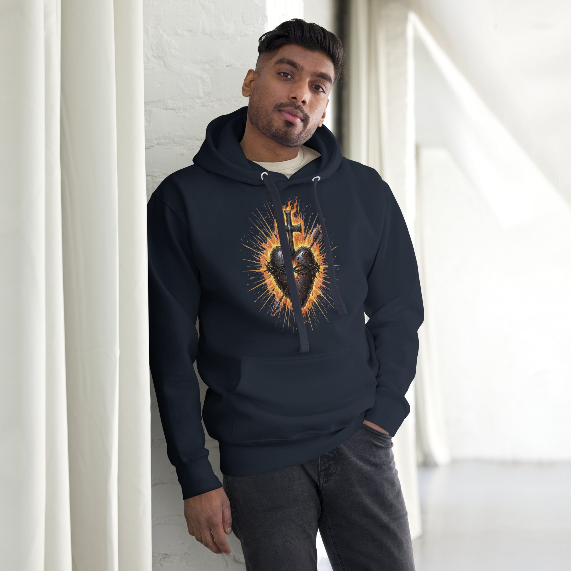 “Sacred Heart of Jesus Hoodie – Men’s Premium Cotton Heritage Hoodie”
