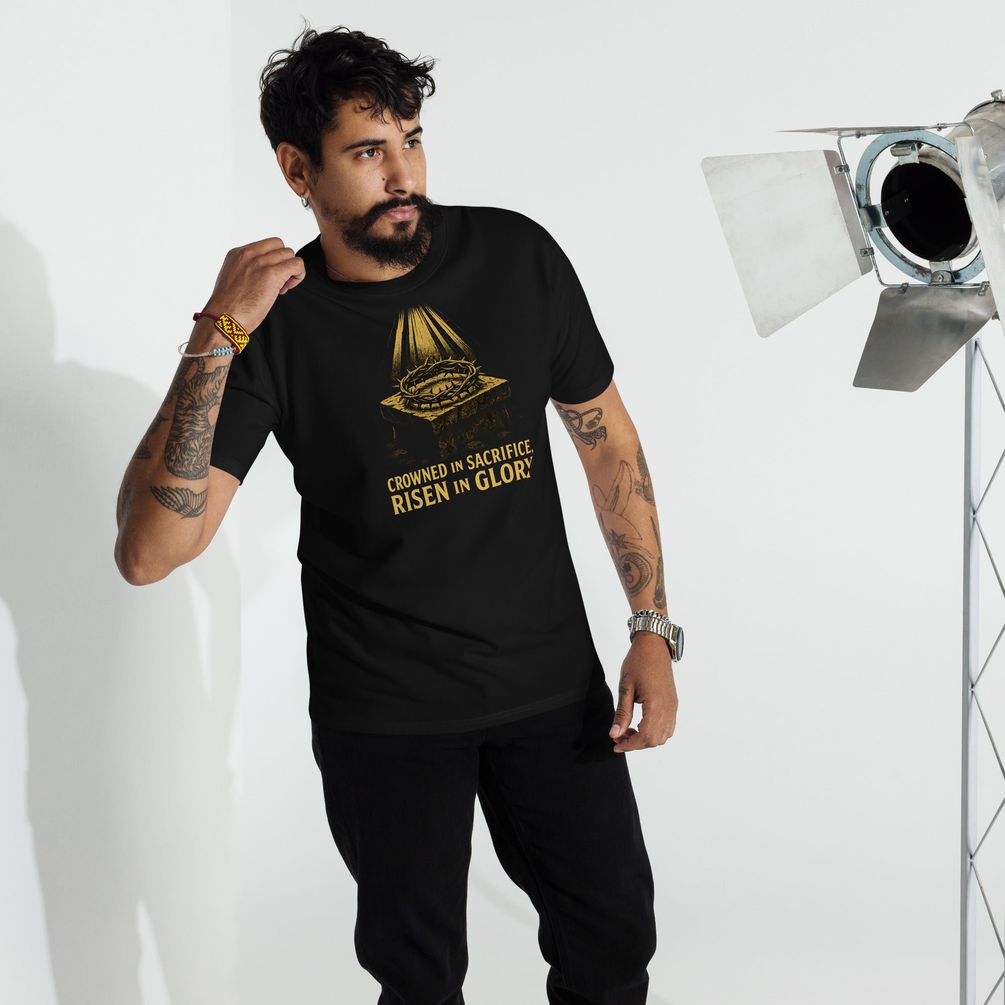 Crowned in Sacrifice, Risen in Glory Tee | Christian Men's Premium Shirt