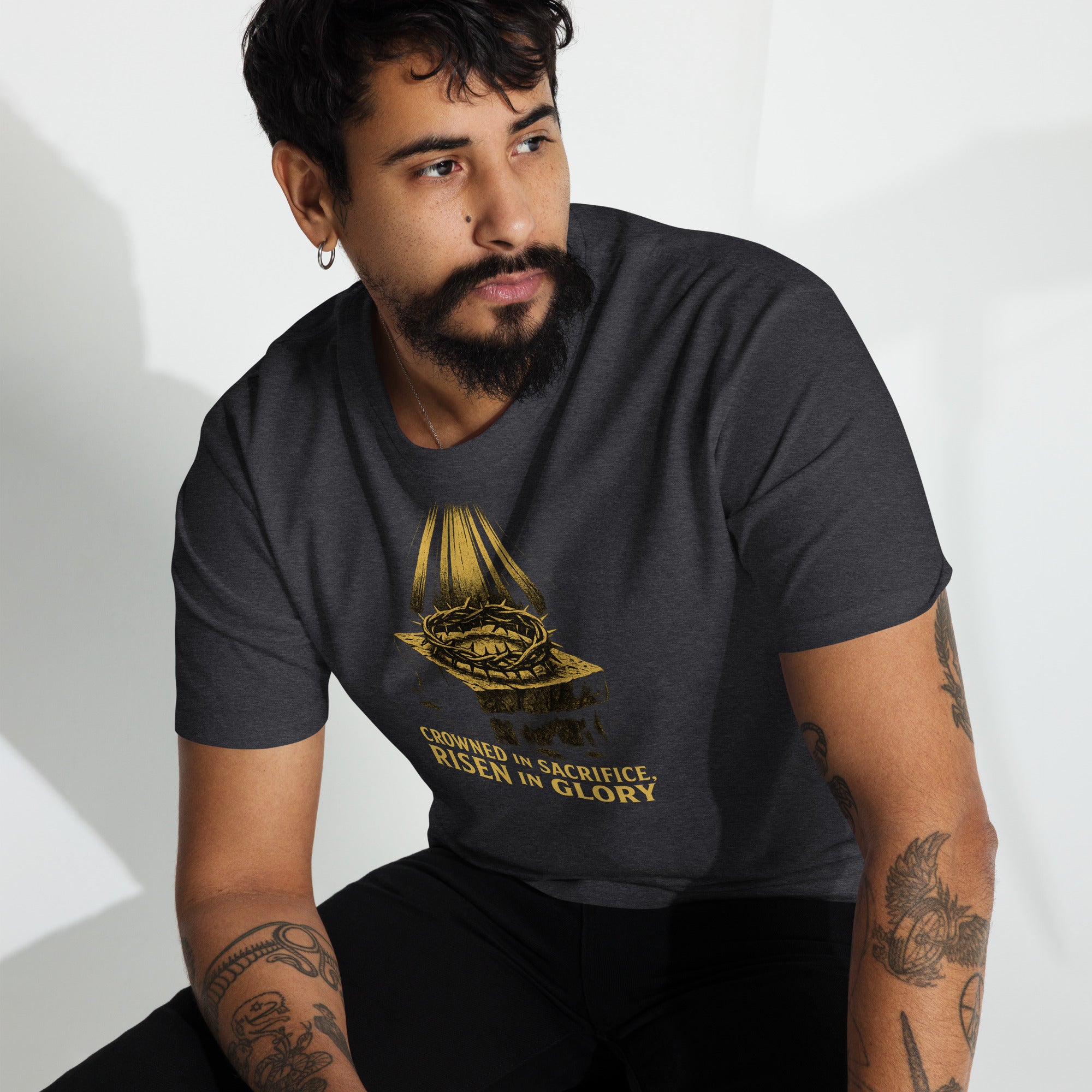 Crowned in Sacrifice, Risen in Glory Tee | Christian Men's Premium Shirt