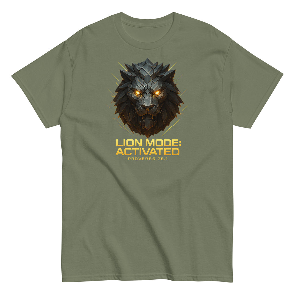 Lion Mode: Activated Classic Tee | Bold Christian Shirt – Proverbs 28:1